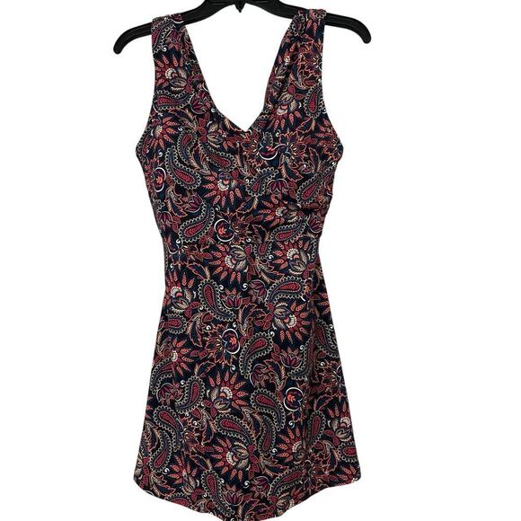 Lands End NWT Floral Paisley Print Crossover Top Lycra Swimsuit Dress 12 - Picture 1 of 15